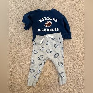 Carters Baby Boy Football Outfit Sweatshirt Sweatpants 12 Months Blue Gray